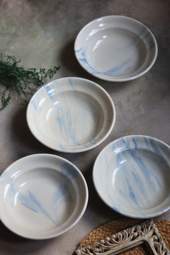 Four dinnerware handmade ceramic pasta plates 