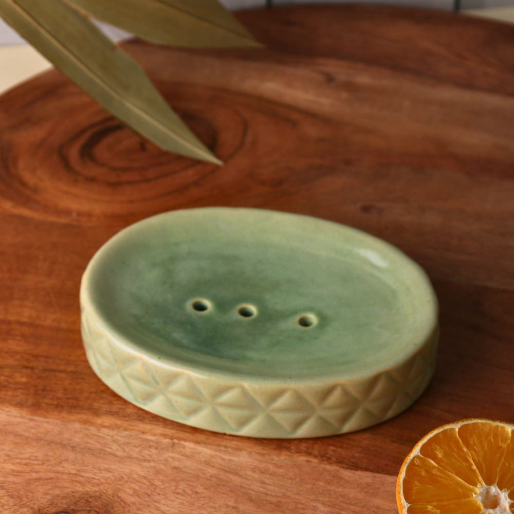Nature's green soap dish ceramic 