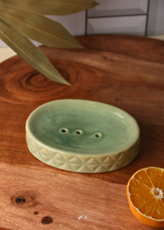 Nature's green soap dish ceramic 