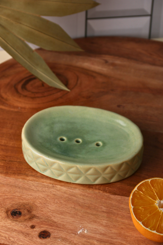 Nature's green soap dish ceramic 