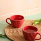 red striped coffee mug