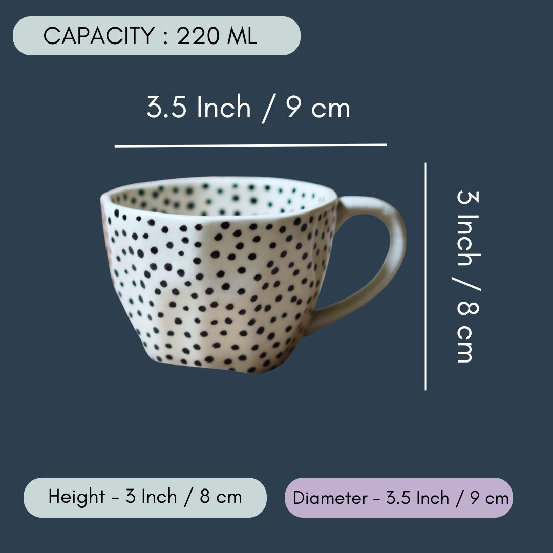 Black Polka Mug - Set of 6
