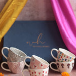 Handmade Set of 6 Heart & Polka Artful Mugs (for the price of 5) Diwali Gift Box