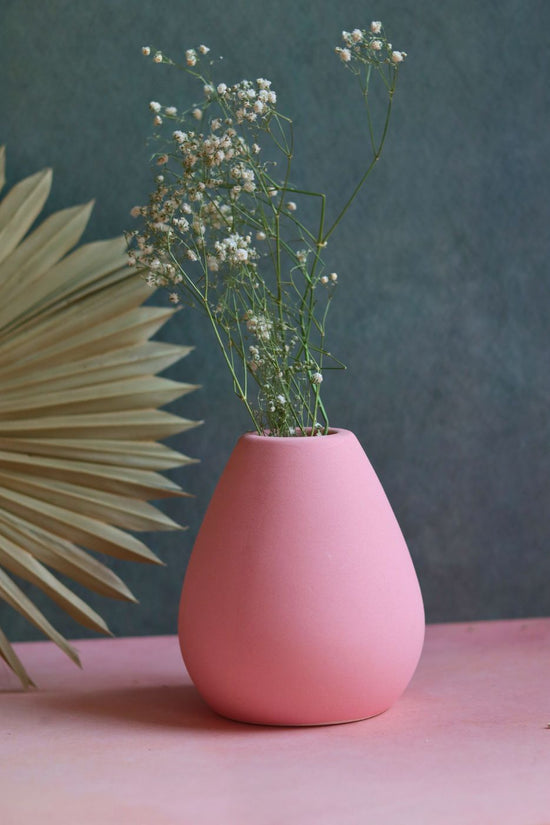 esoteric vase tall pink handmade in india