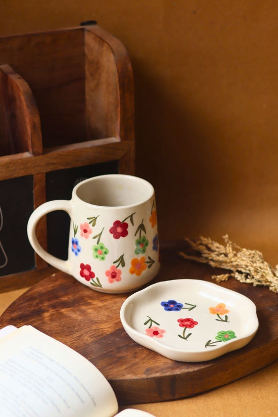 Handmade Floral Blossom mug & Handmade dessert Plate