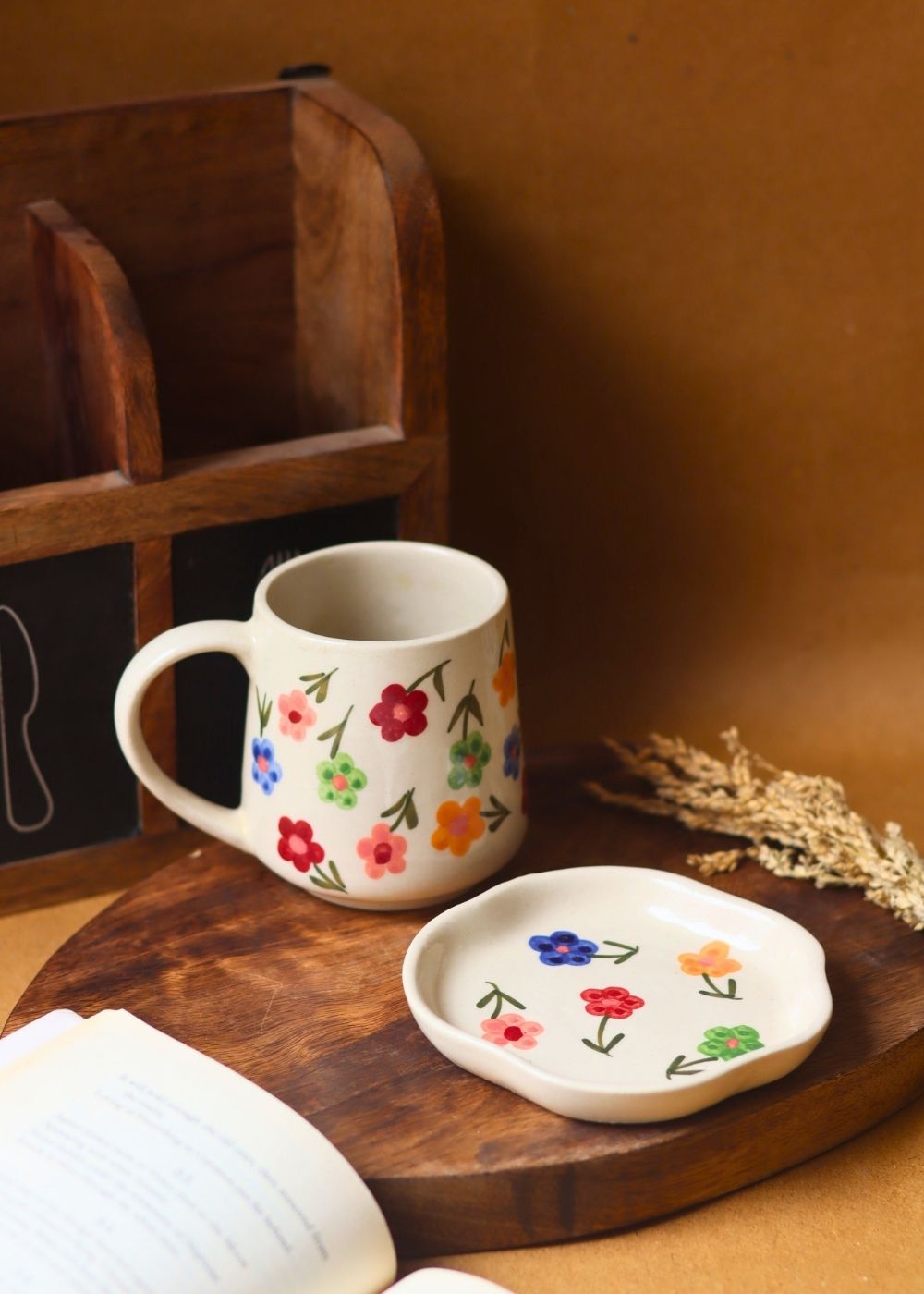 Handmade Floral Blossom mug & Handmade dessert Plate