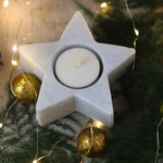 Handmade white marble candle hoder star shaped