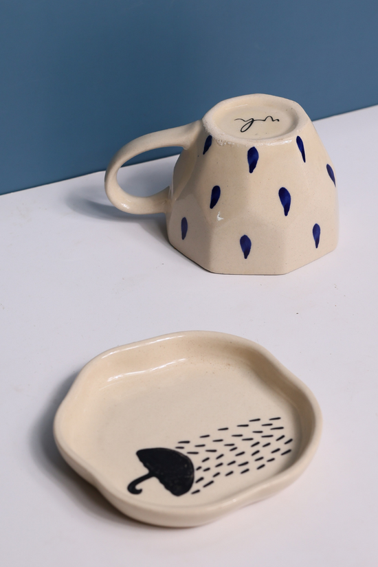 raindrop mug & umbrella handmade dessert plate made by ceramic 