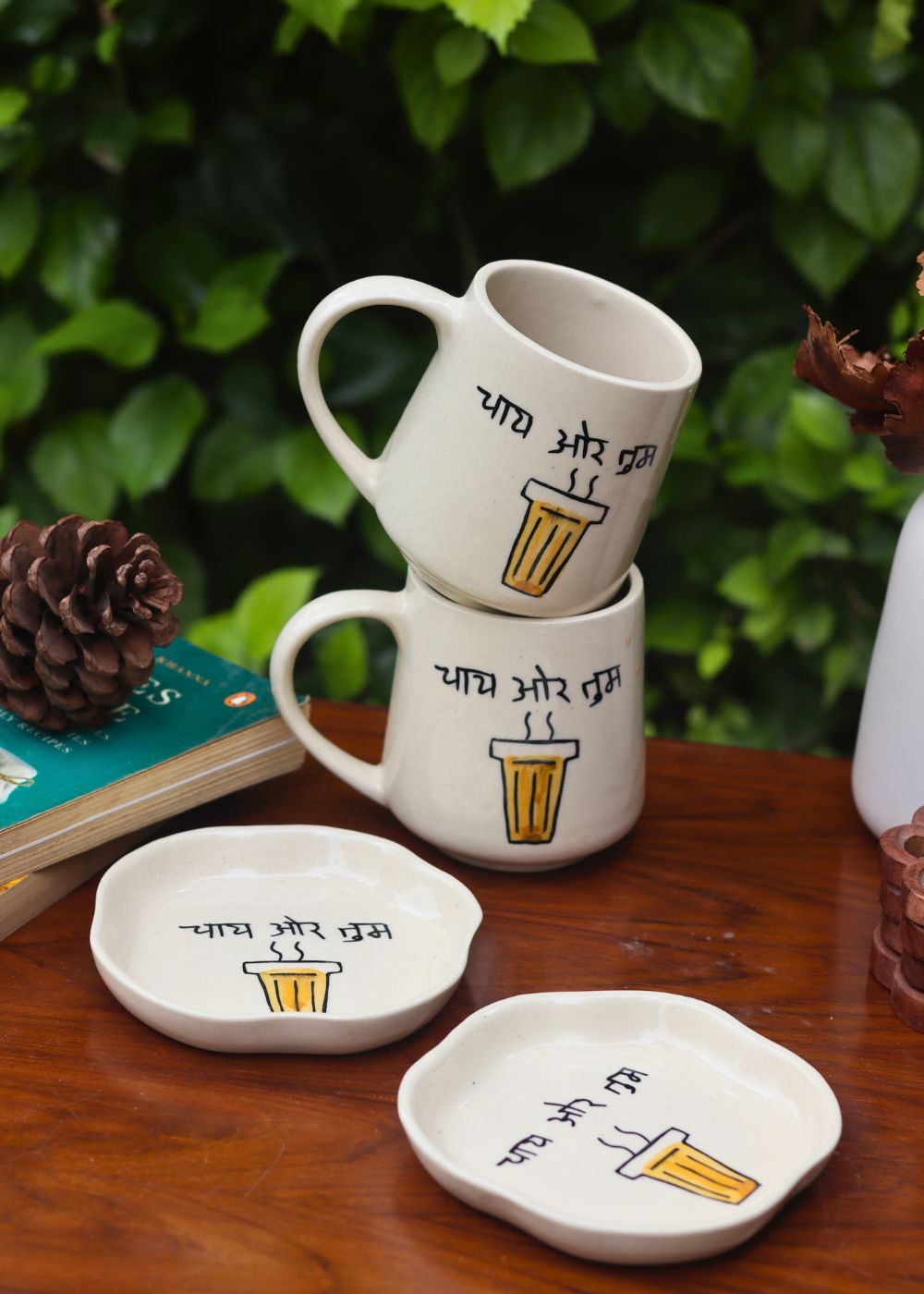 Chai or Tum Mug & Handmade Dessert Plate - The Chai Lovers Edit with premium quality material