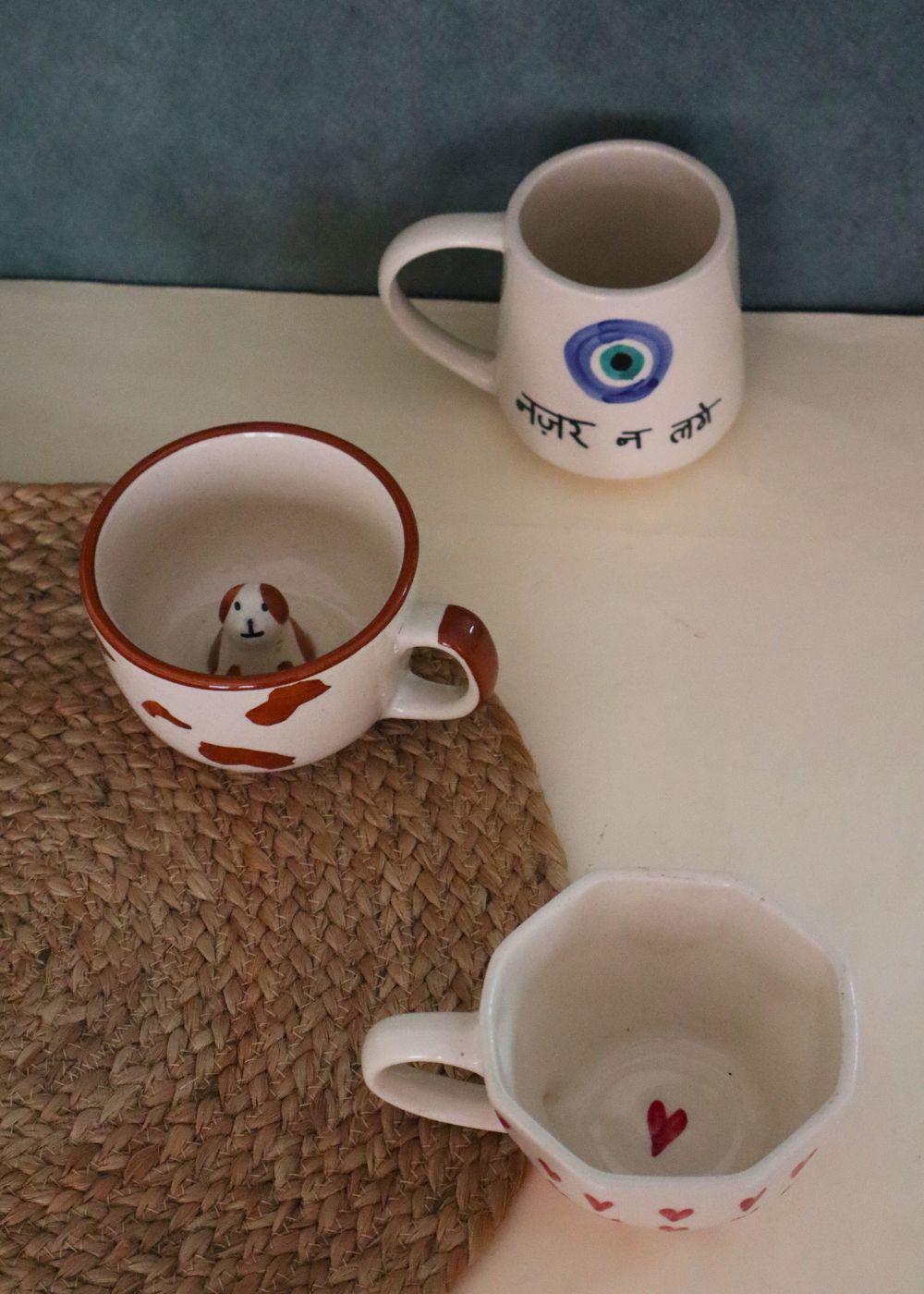 set of 3 ceramic mugs 