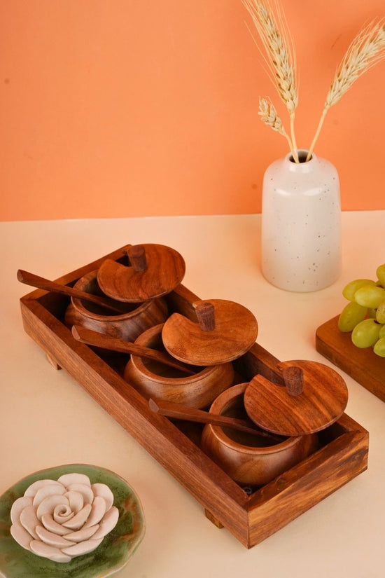 Achaar Jar set with wooden spoon 