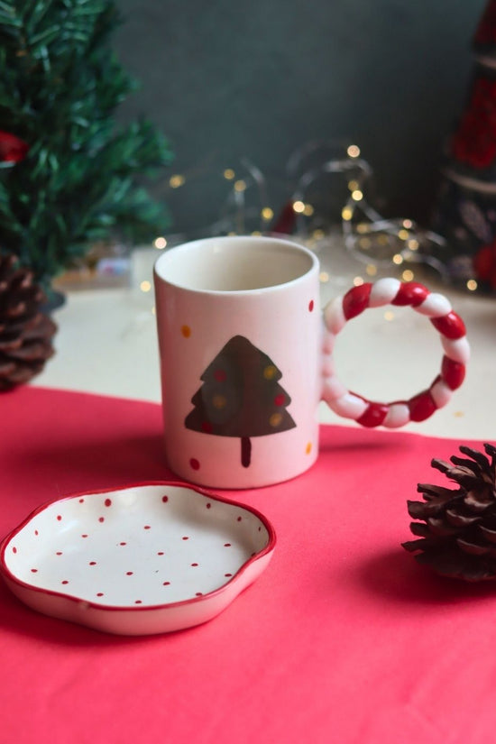 The OG Christmas Mug & Red Polka Handmade Dessert Plate with premium quality material