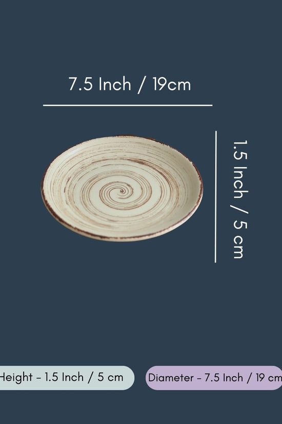 Set of 4 - Brown & White Quarter Plate