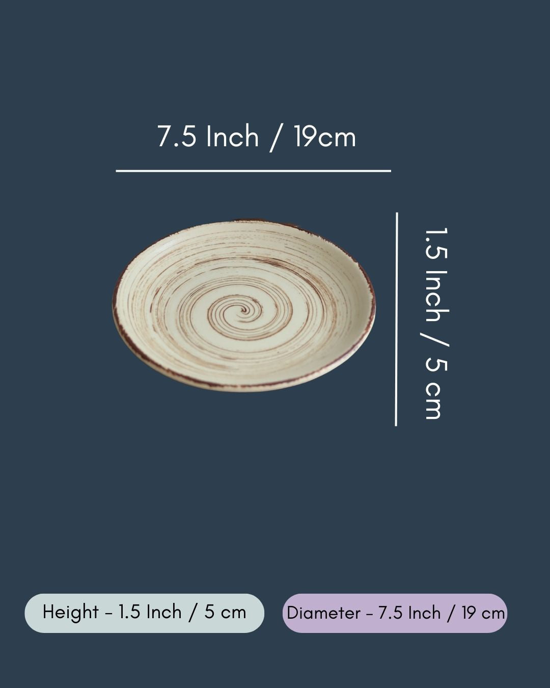 Set of 4 - Brown & White Quarter Plate