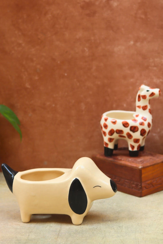 Set of 2 - Hello Giraffe & Cutest Dog Planter combo with premium quality material