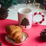 The OG Christmas Mug & Red Polka Handmade Dessert Plate in a Gift Box handmade in india