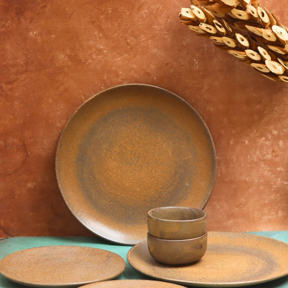 handmade Set of 6 - Woody Brown Dinner set