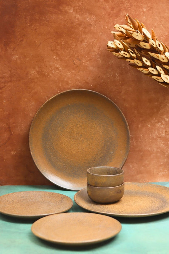 handmade Set of 6 - Woody Brown Dinner set