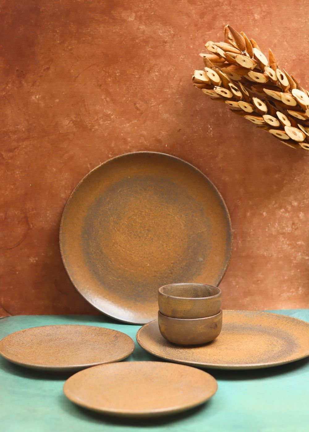 handmade Set of 6 - Woody Brown Dinner set