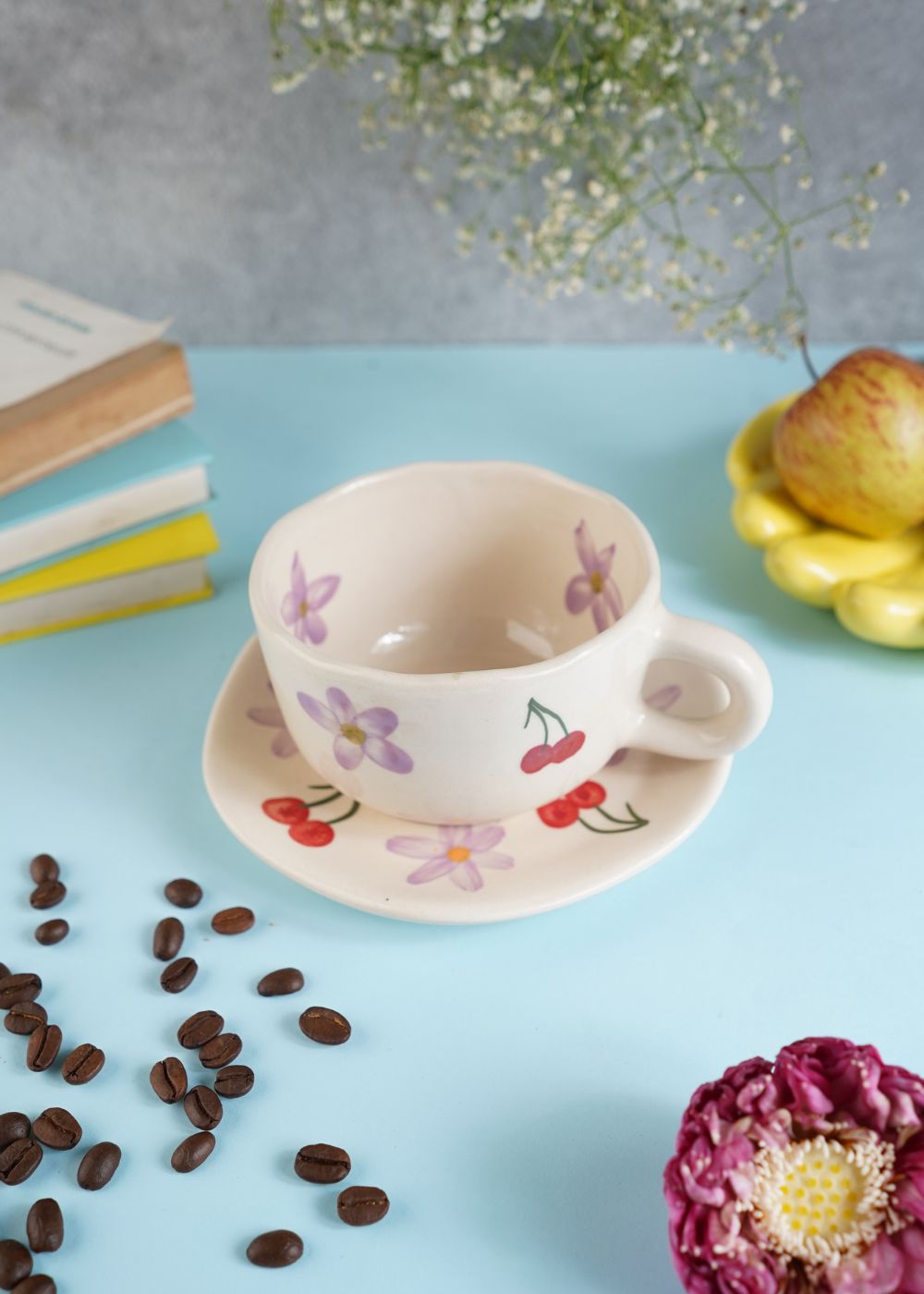 Handmade Cherry Fields Mug & Handmade Dessert Plate