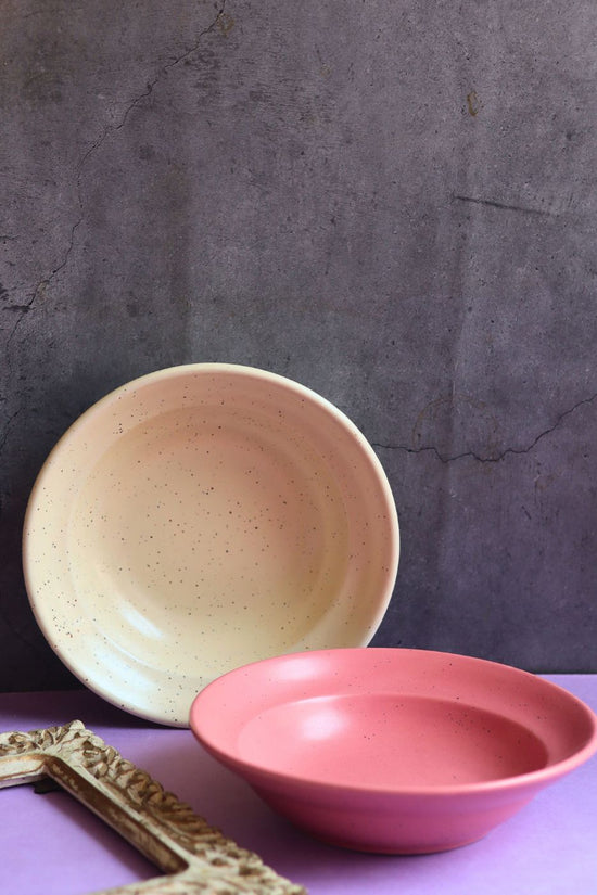 Rosy Pink & Ivory Pasta Plate - Set of 2 with premium quality material
