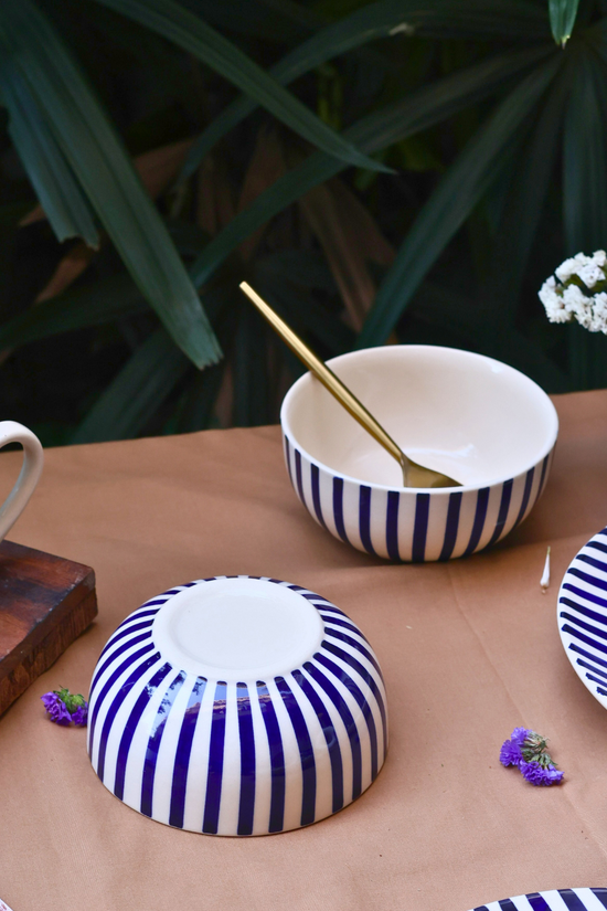 Ceramic thin stripes bowls
