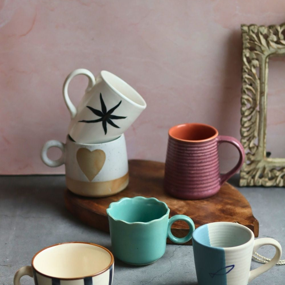 handmade Set of 6 Serene Sip Mugs (for the price of 5)