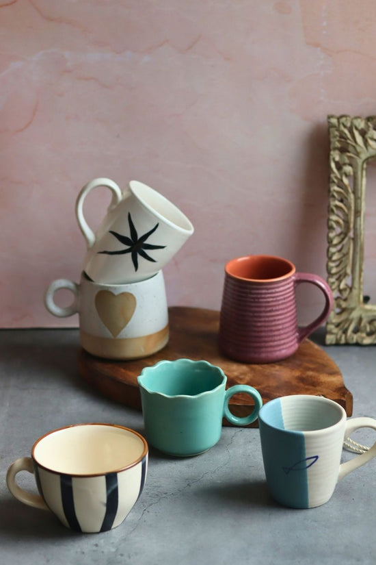 handmade Set of 6 Serene Sip Mugs (for the price of 5)