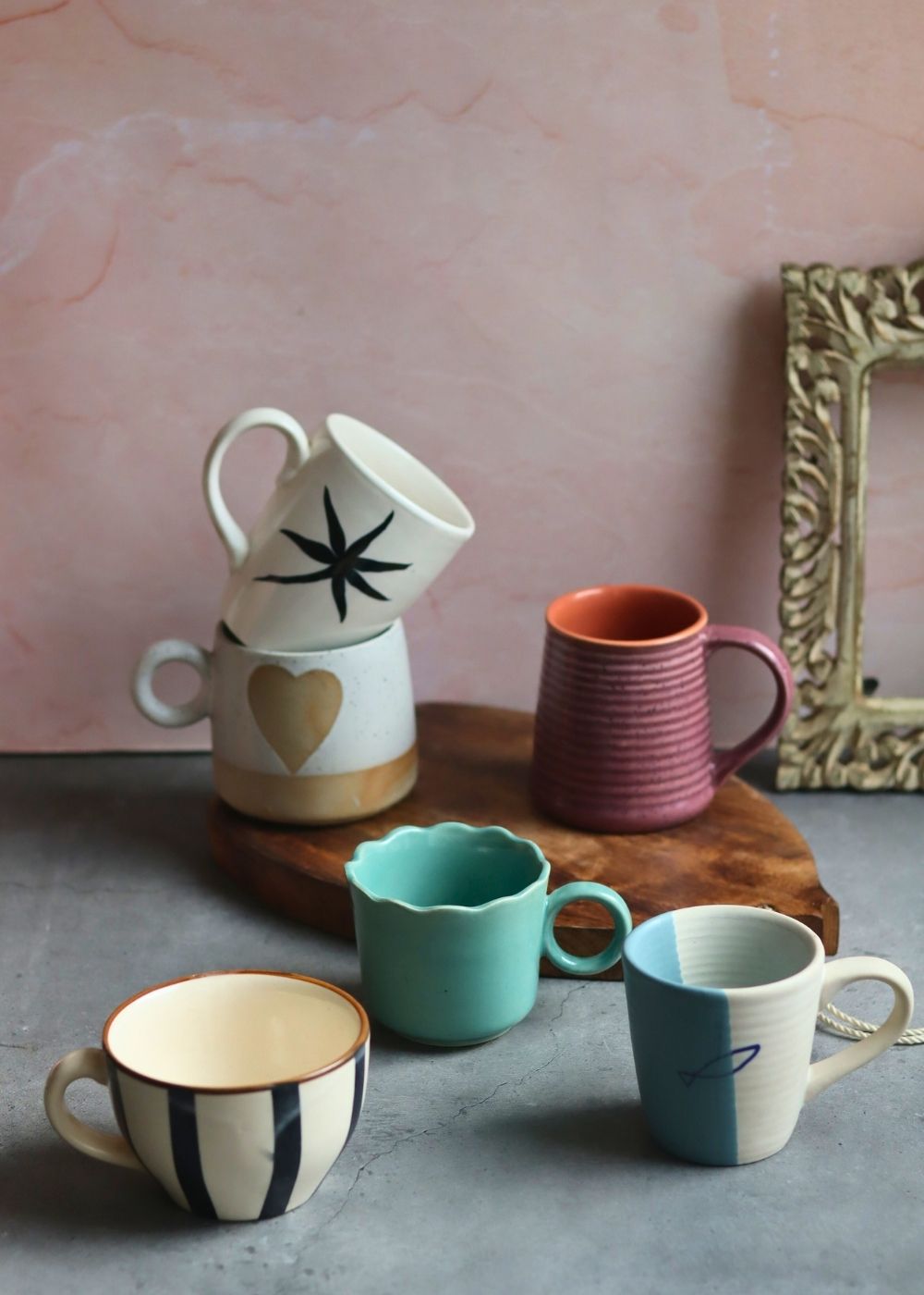 handmade Set of 6 Serene Sip Mugs (for the price of 5)