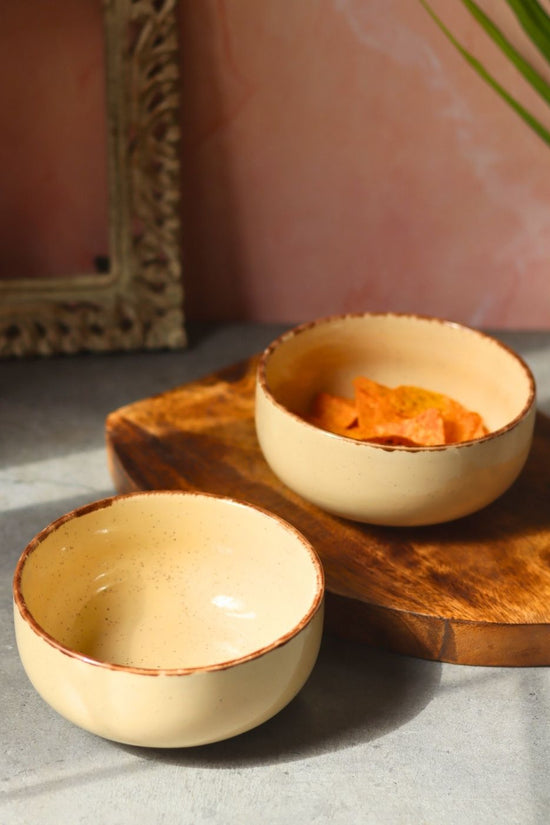 handmade Ivory Ceramic Bowl - Set of 2
