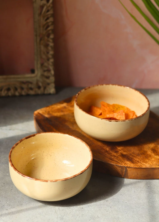 handmade Ivory Ceramic Bowl - Set of 2