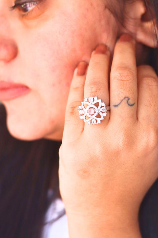 Anti tarnish Luxurious White American Diamond Adjustable Ring
