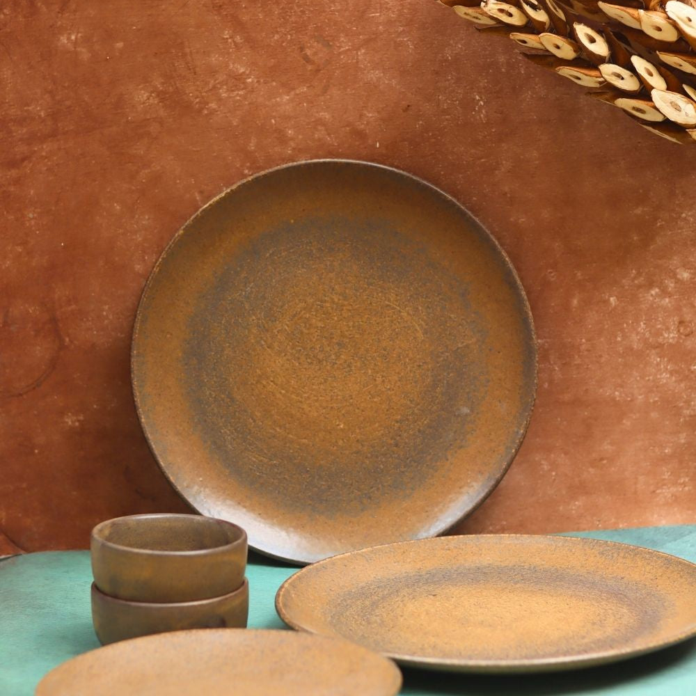 Set of 6 - Woody Brown Dinner set made by ceramic