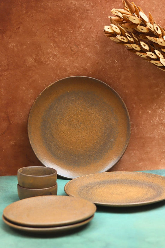 Set of 6 - Woody Brown Dinner set made by ceramic