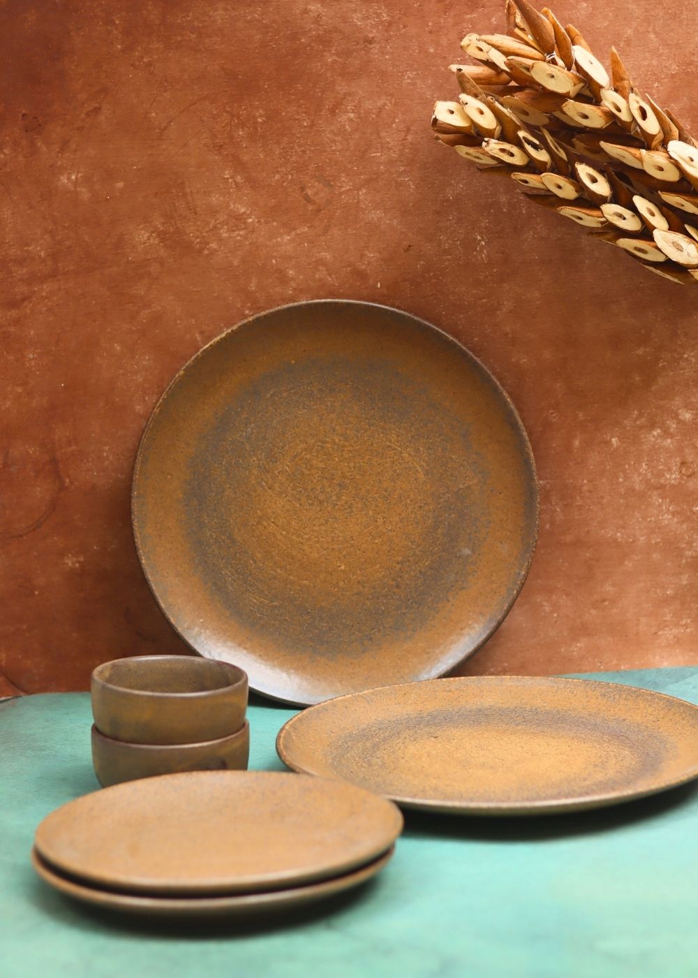 Set of 6 - Woody Brown Dinner set made by ceramic