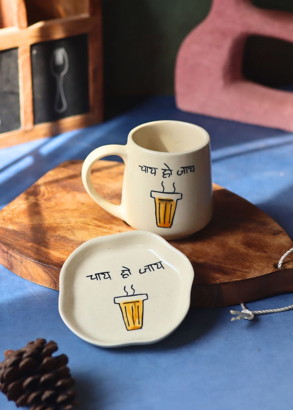 Chai ho Jaye Mug & Handmade Dessert Plate - The Chai Lovers Edit made by ceramic