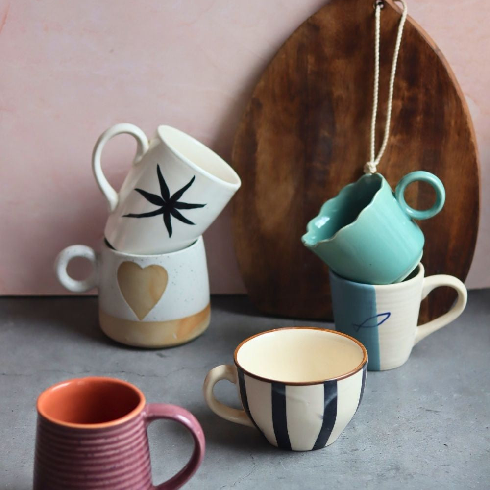 Set of 6 Serene Sip Mugs (for the price of 5) made by ceramic
