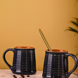 handmade blue indigo coffee mug made by pure ceramic 