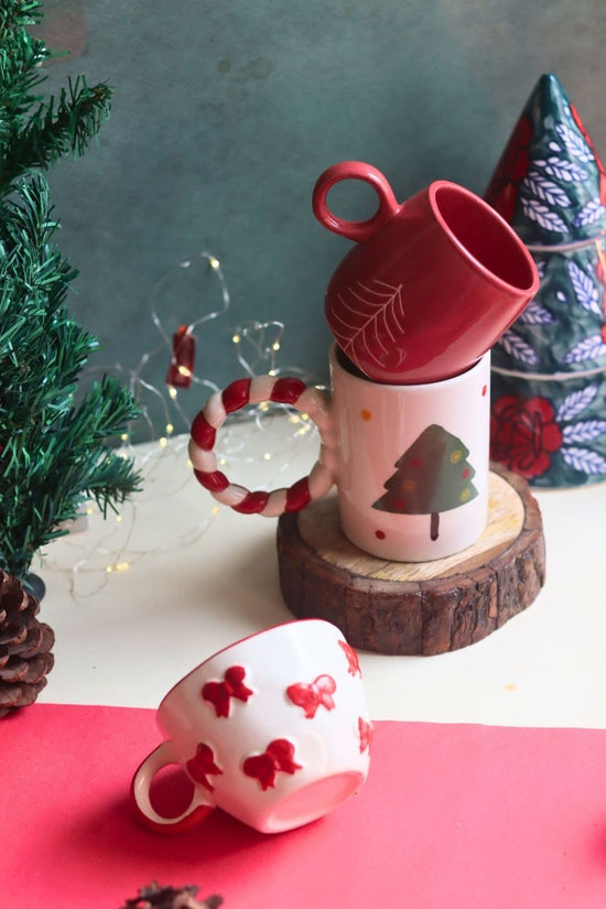 Set of 3 - Merry & Bright Mugs made by ceramic
