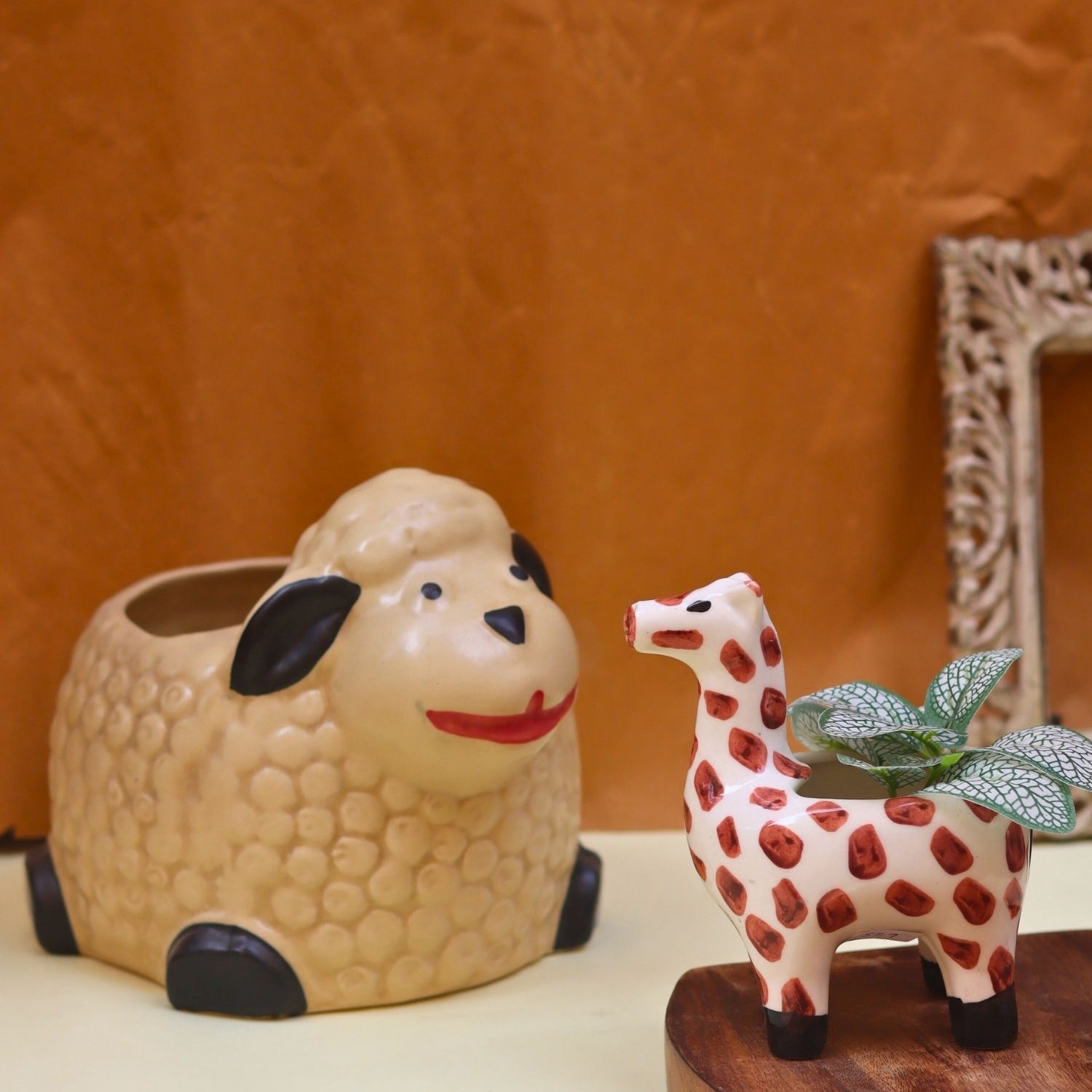 Set of 2 - Sheep & Hello Giraffe Planter combo made by ceramic