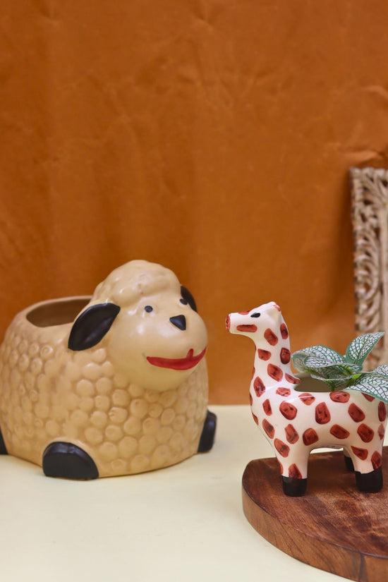 Set of 2 - Sheep & Hello Giraffe Planter combo made by ceramic