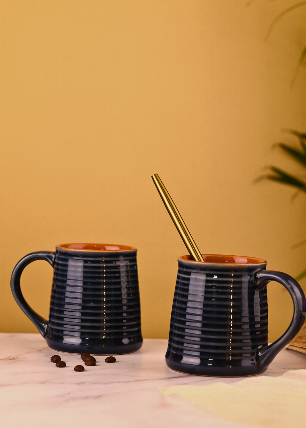 handmade glossy blue indigo coffee mug ceramic 