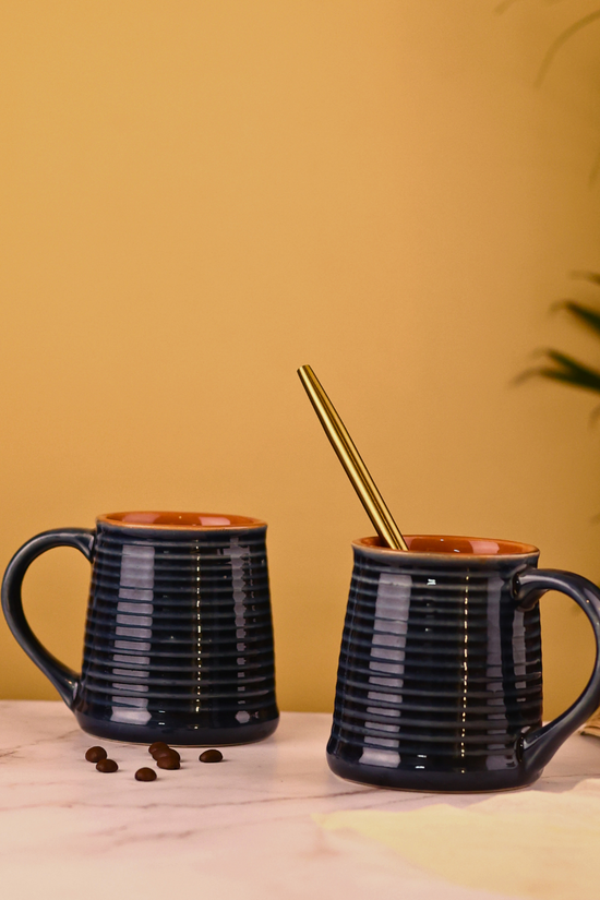 handmade glossy blue indigo coffee mug ceramic 