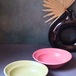 rosy pink & ivory pasta plates made by ceramic