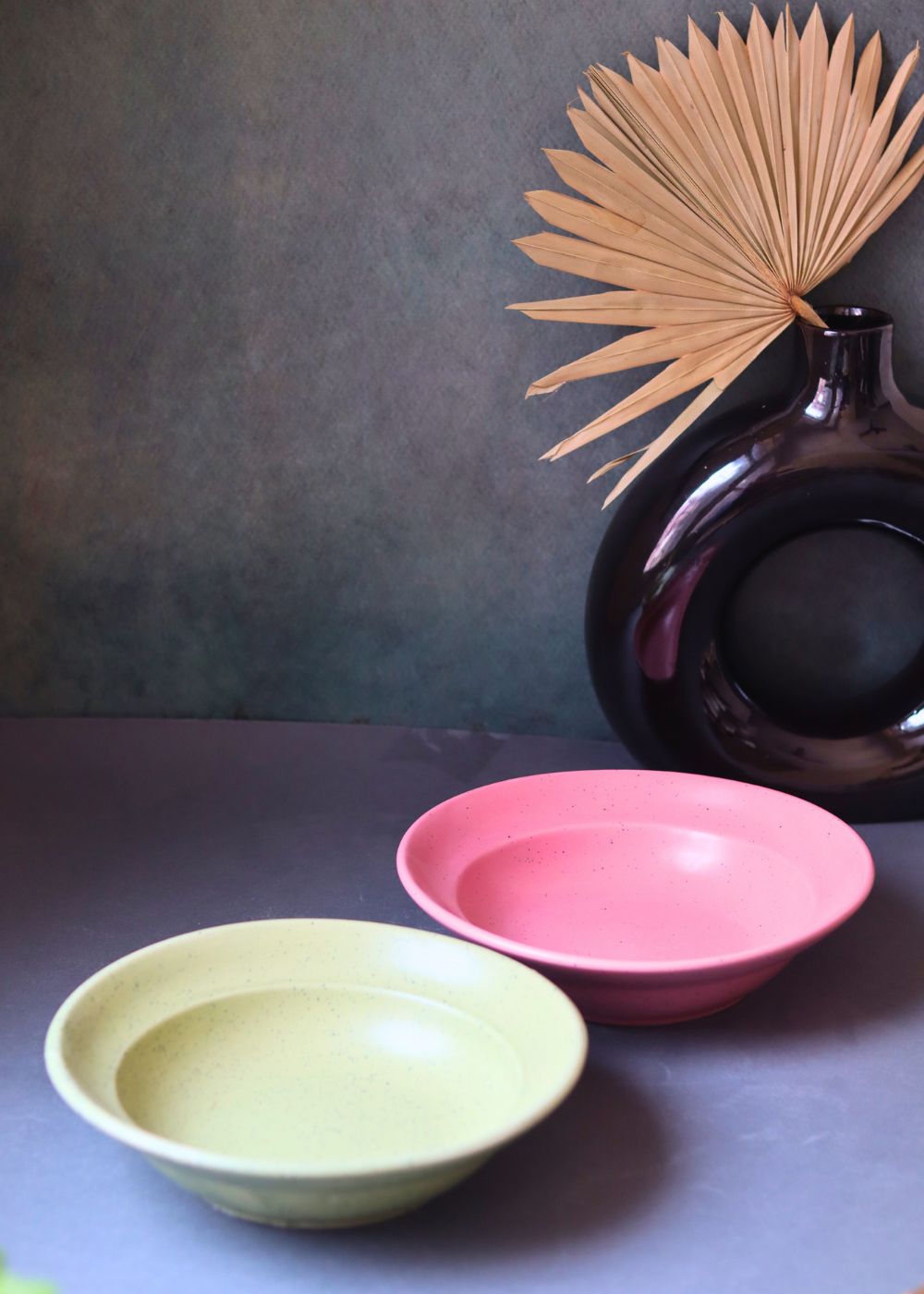 rosy pink & ivory pasta plates made by ceramic