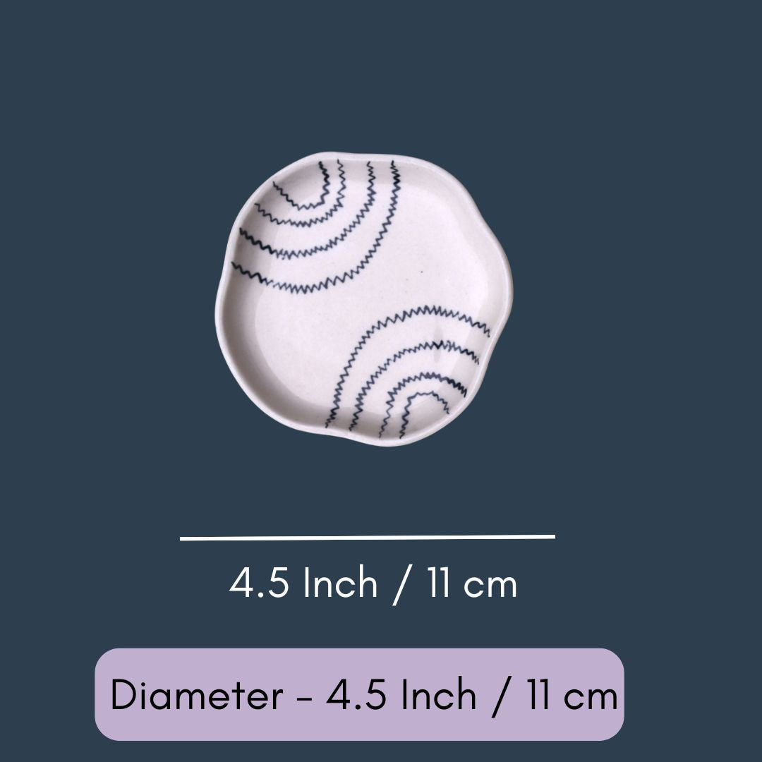 Zig Zag Semi Circle Dessert Plate