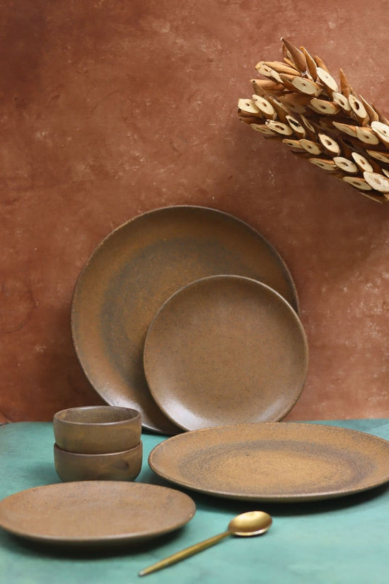 Set of 6 - Woody Brown Dinner set handmade in india