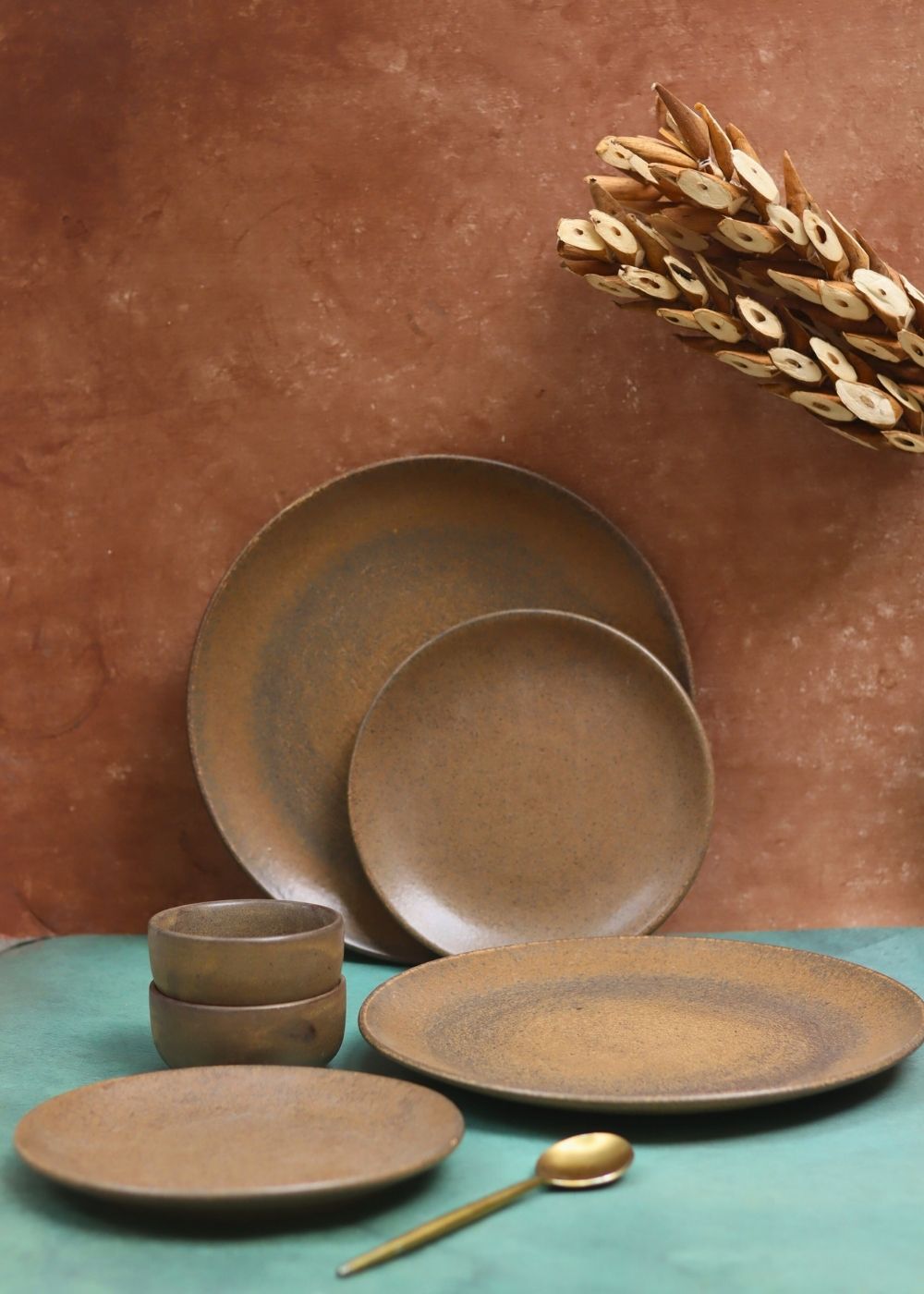 Set of 6 - Woody Brown Dinner set handmade in india