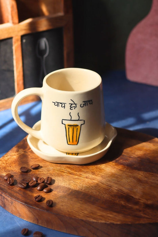 Chai ho Jaye Mug & Handmade Dessert Plate - The Chai Lovers Edit handmade in India