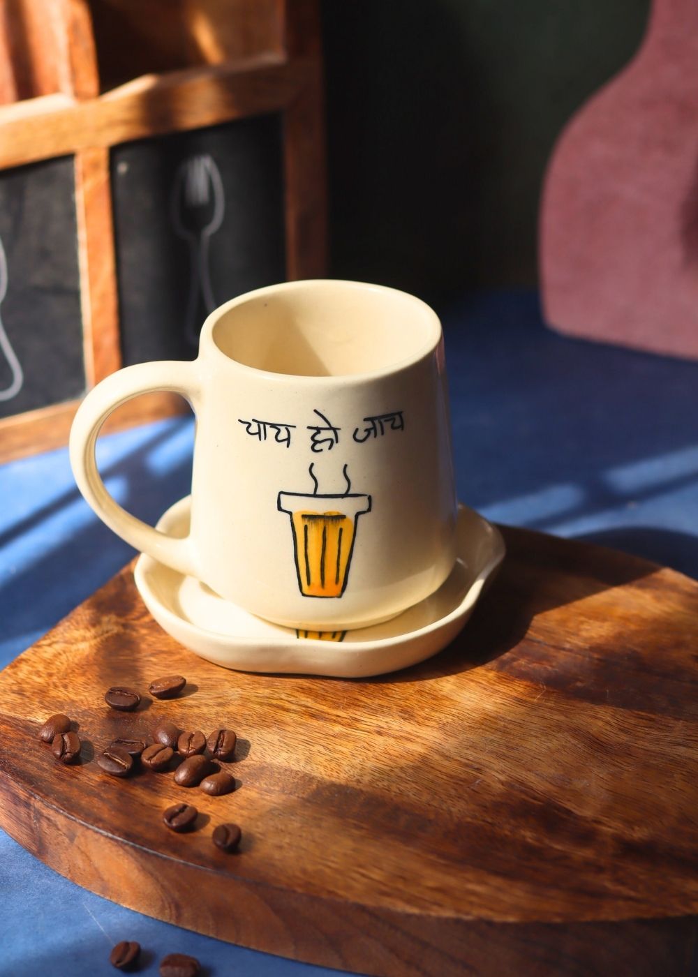 Chai ho Jaye Mug & Handmade Dessert Plate - The Chai Lovers Edit handmade in India